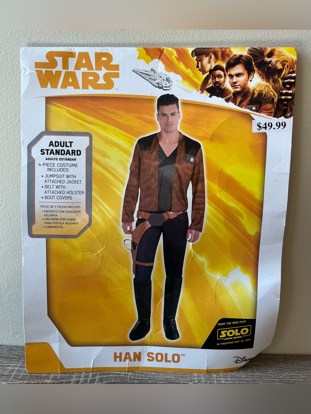 Star Wars Han Solo Costume Adult Standard Jumpsuit Belt Boot Covers Halloween